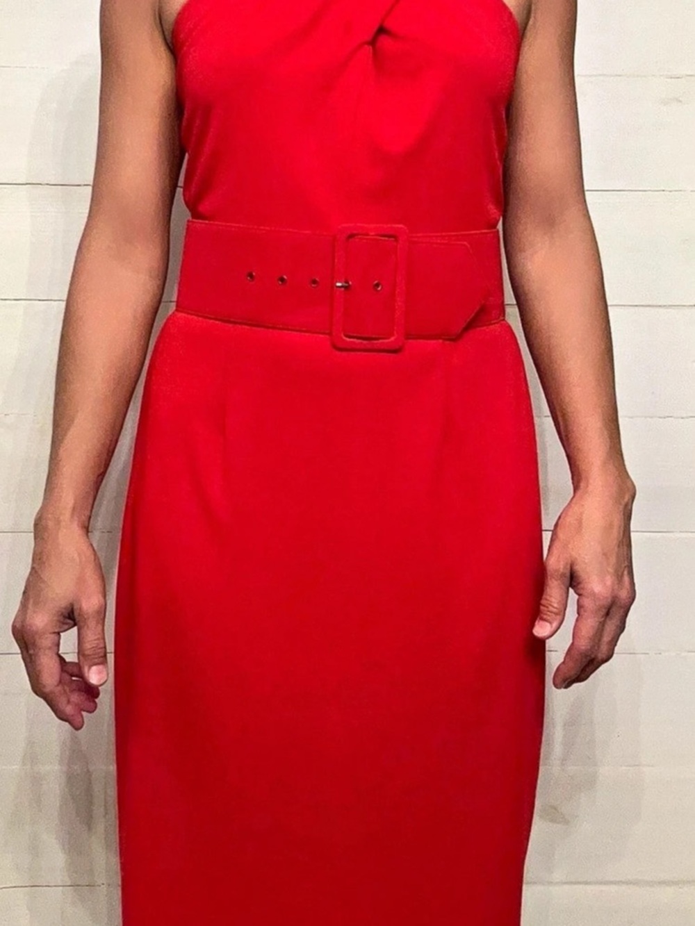 David Meister Red Midi Dress Size 4 Like New